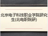 北京电子科技职业学院研究生(北电职院研)