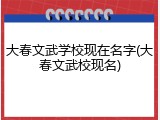 大春文武学校现在名字(大春文武校现名)