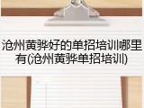 沧州黄骅好的单招培训哪里有(沧州黄骅单招培训)