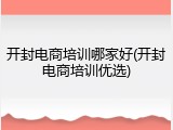 开封电商培训哪家好(开封电商培训优选)