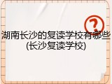 湖南长沙的复读学校有哪些(长沙复读学校)