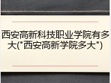 西安高新科技职业学院有多大("西安高新学院多大")