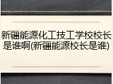 新疆能源化工技工学校校长是谁啊(新疆能源校长是谁)