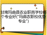 甘南玛曲县农业职高学校哪个专业好("玛曲农职校优势专业")
