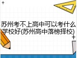 苏州考不上高中可以考什么学校好(苏州高中落榜择校)
