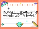 山东省轻工工业学校有什么专业(山东轻工学校专业)