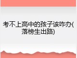 考不上高中的孩子该咋办(落榜生出路)