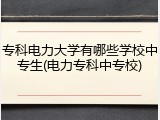 专科电力大学有哪些学校中专生(电力专科中专校)