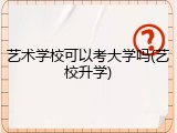 艺术学校可以考大学吗(艺校升学)