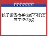 孩子读寄宿学校好不好(寄宿学校优劣)