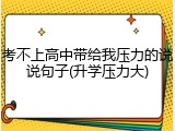 考不上高中带给我压力的说说句子(升学压力大)