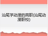 汕尾学动漫的高职(汕尾动漫职校)