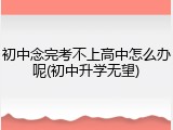 初中念完考不上高中怎么办呢(初中升学无望)