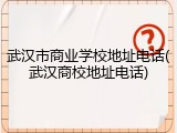 武汉市商业学校地址电话(武汉商校地址电话)