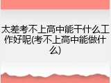 太差考不上高中能干什么工作好呢(考不上高中能做什么)