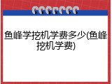 鱼峰学挖机学费多少(鱼峰挖机学费)