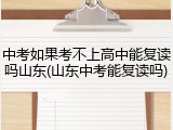 中考如果考不上高中能复读吗山东(山东中考能复读吗)