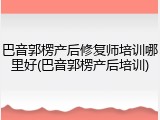 巴音郭楞产后修复师培训哪里好(巴音郭楞产后培训)