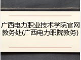 广西电力职业技术学院官网教务处(广西电力职院教务)