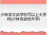 少林寺文武学校可以上大学吗(少林寺武校升学)