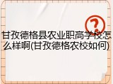 甘孜德格县农业职高学校怎么样啊(甘孜德格农校如何)