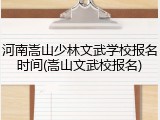 河南嵩山少林文武学校报名时间(嵩山文武校报名)