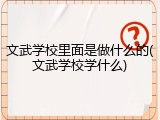 文武学校里面是做什么的(文武学校学什么)
