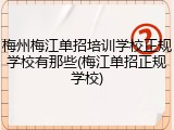 梅州梅江单招培训学校正规学校有那些(梅江单招正规学校)
