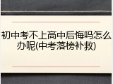 初中考不上高中后悔吗怎么办呢(中考落榜补救)