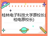 桂林电子科技大学原校长(桂电原校长)