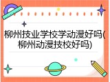 柳州技业学校学动漫好吗(柳州动漫技校好吗)