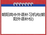 朝阳高中外语补习机构(朝阳外语补校)