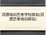 河源培训艺考学校排名(河源艺考培训排名)