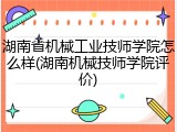 湖南省机械工业技师学院怎么样(湖南机械技师学院评价)