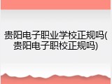 贵阳电子职业学校正规吗(贵阳电子职校正规吗)
