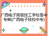 广西电子高级技工学校是中专嘛(广西电子技校中专)
