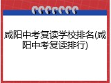 咸阳中考复读学校排名(咸阳中考复读排行)