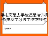 学电商是去学校还是培训机构(电商学习选学校或机构)