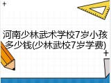 河南少林武术学校7岁小孩多少钱(少林武校7岁学费)