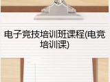 电子竞技培训班课程(电竞培训课)