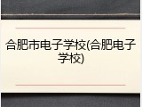 合肥市电子学校(合肥电子学校)