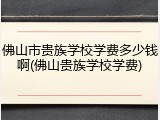 佛山市贵族学校学费多少钱啊(佛山贵族学校学费)