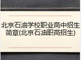 北京石油学校职业高中招生简章(北京石油职高招生)