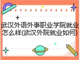 武汉外语外事职业学院就业怎么样(武汉外院就业如何)
