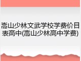 嵩山少林文武学校学费价目表高中(嵩山少林高中学费)