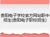 贵阳电子学校官方网站职中招生(贵阳电子职校招生)
