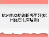 杭州电商培训班哪里好(杭州优质电商培训)