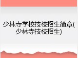 少林寺学校技校招生简章(少林寺技校招生)