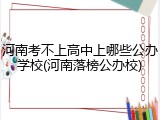 河南考不上高中上哪些公办学校(河南落榜公办校)