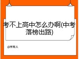 考不上高中怎么办啊(中考落榜出路)